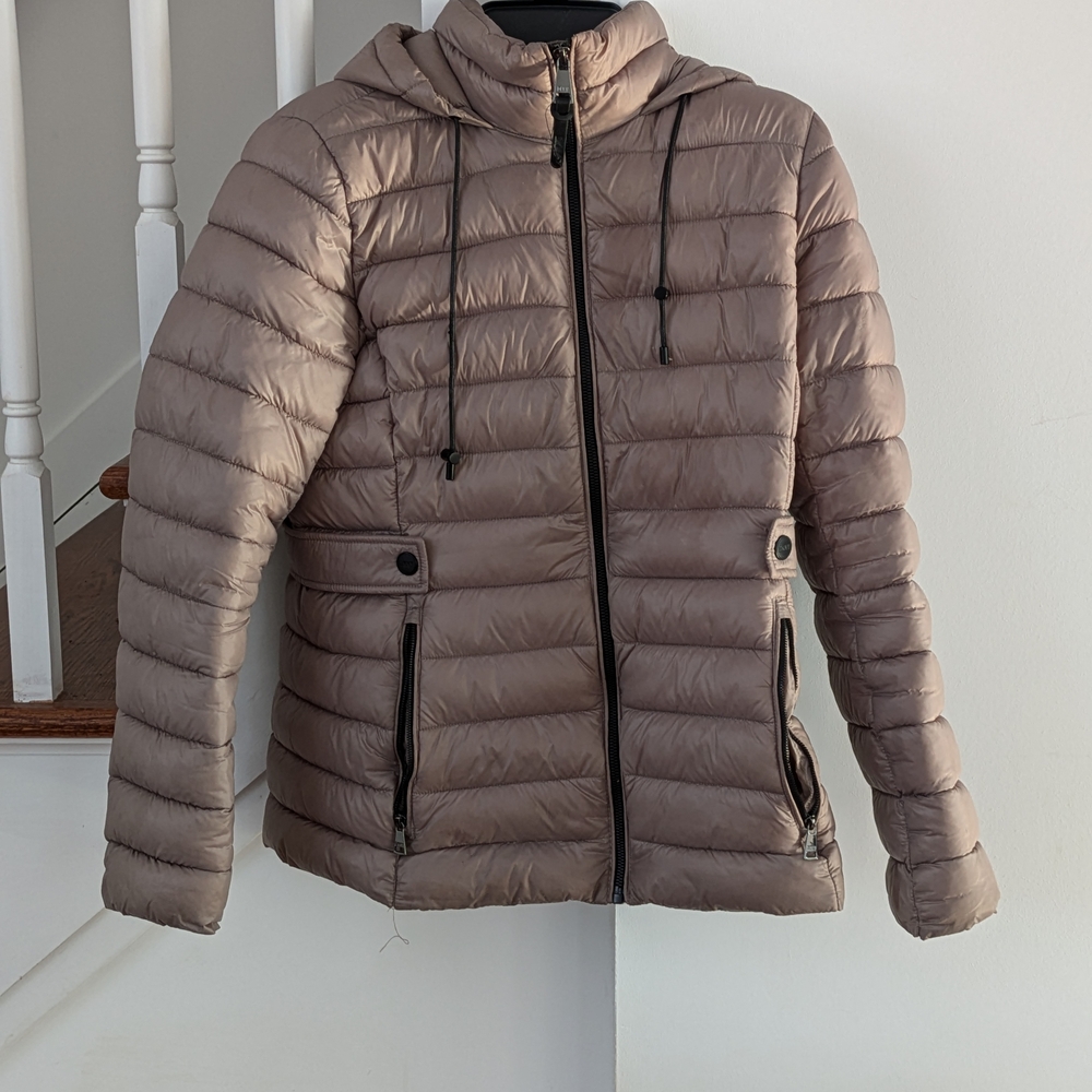 DKNY Women's Puffer Jacket Coat Taupe S
